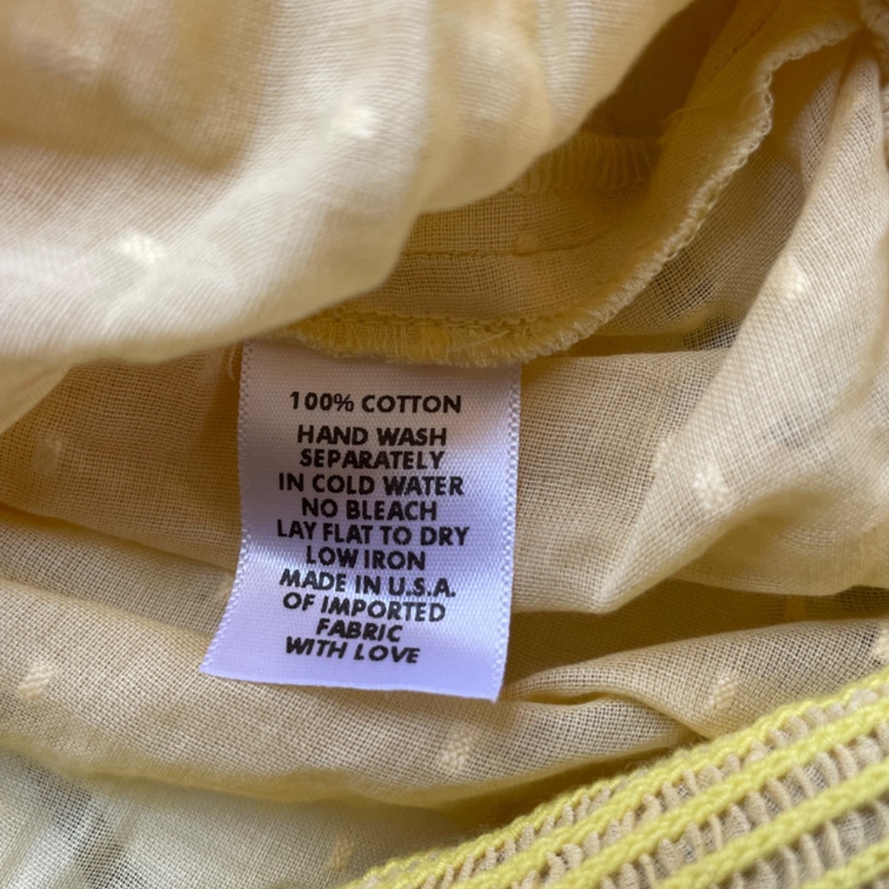ERICA TANOV Abigail Butter Yellow Swiss Dot Smocked Voile Camisole Blouse 2 M - Picture 8 of 9